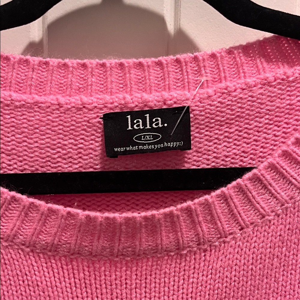 Dressed in LALA Pink Smiley Face Sweater - Picture 2 of 8